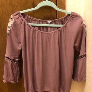 Charlotte Russe Embroidered Purple Top